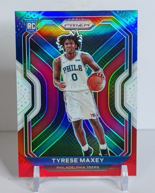 2020-21 Panini Prizm Tyrese Maxey RC #256 Red White Blue Prizm Color Match!
