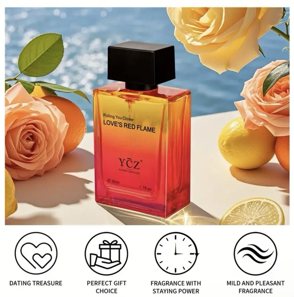 Ycz LOVE'S RED FLAME Perfume Hombre, Fragancia de Larga Duración, 50 ml (1,65 fl. Oz) Foto 3 de 4