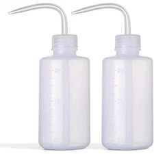250ml Plastic Wash Bottle 2 Pack Squeeze Bottle with Narrow Mouth and Scale