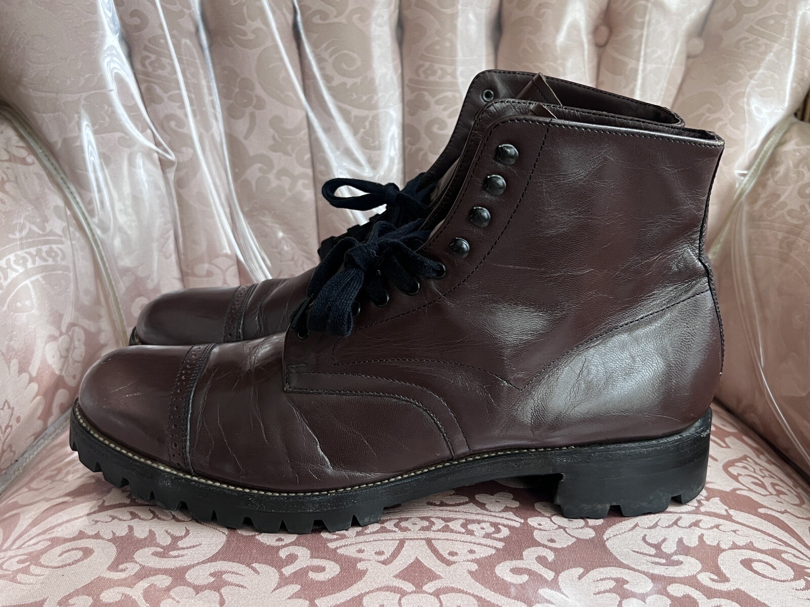 SAOLA Stivali vintage Stacy Adams in pelle suola vibrante tg. Pattini personalizzati 10D