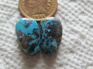 2 Chinese Hubei Redskin Turquoise Cabs 16 carat Cabochons Matching Set Pair
