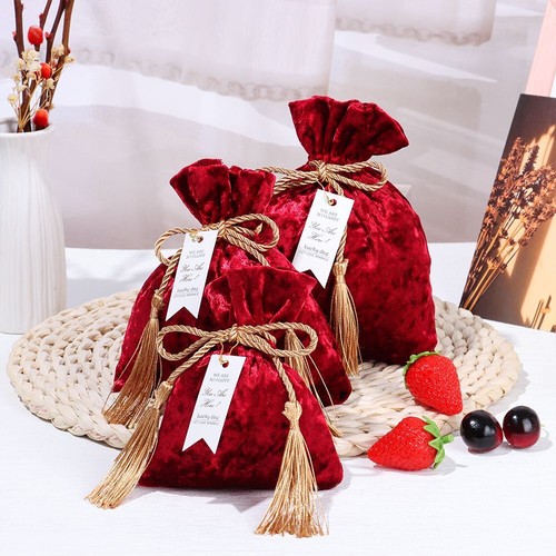 Tassel Bag Trendy Candy Pouches Gift Bags Velvet Candy Bag Drawstring Pocket - Picture 7 of 12