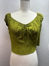 Wild Fable Cap Sleeve Cropped Top Green L NWT