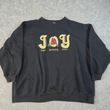 Vintage Joy Christmas Crewneck Sweatshirt Size L/XL Black Grandma Cottagecore