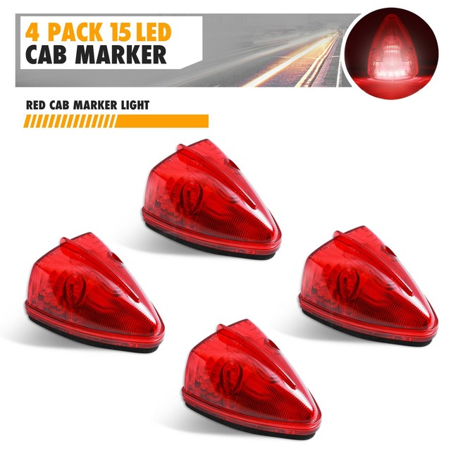 4x Red 15 LED Triangle Top Marker Clip Cab Roof Running Lights Sealed