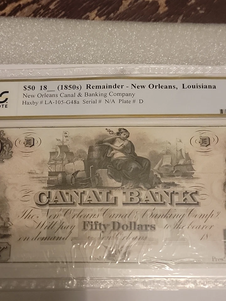 $50 1850 New Orleans Canal Bank Graded **TOP POP**RARE Condition Look For Comps. - Image 3 of 4