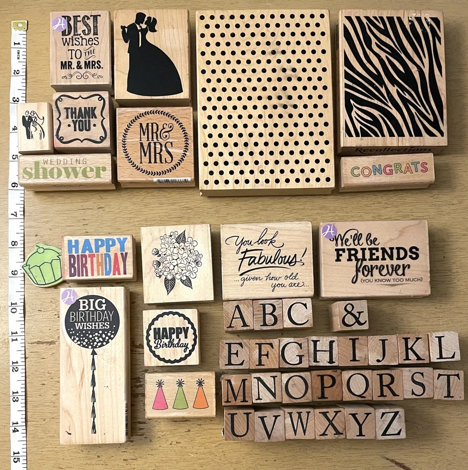 Lote de 43 estampillas de goma boda ducha cumpleaños felicitaciones amigos+++ Foto 2 de 4