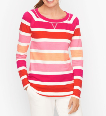 T by Talbots Women's Plus Size X COZY CRUSH PULLOVER - ZIPPY STRIPE - Ret.$89