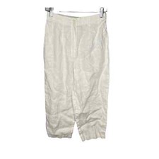 Vintage Harve Benard 100 linen white cropped pants women lightweight size 8