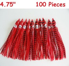 100 pcs 4.75" Red Tiger Squid Skirts Octopus Hoochies Trolling Saltwater Lures