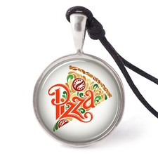 Pizza Design Necklace Pendants Pewter Silver Jewelry JNP