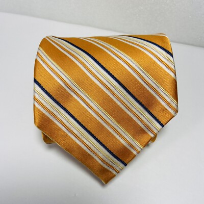 Robert Talbott Best of Class Mens Tie Silk Yellow Blue Stripe 61.5'' Designer