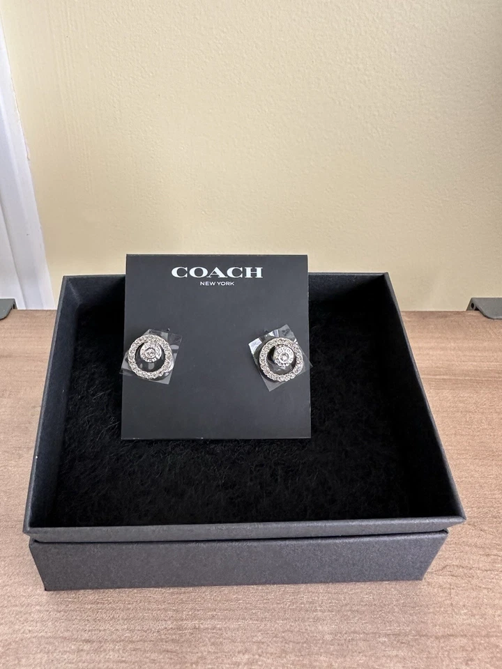 Coach Halo камень серебряные серьги, новый с Ярлыками - Изображение 2 из 4