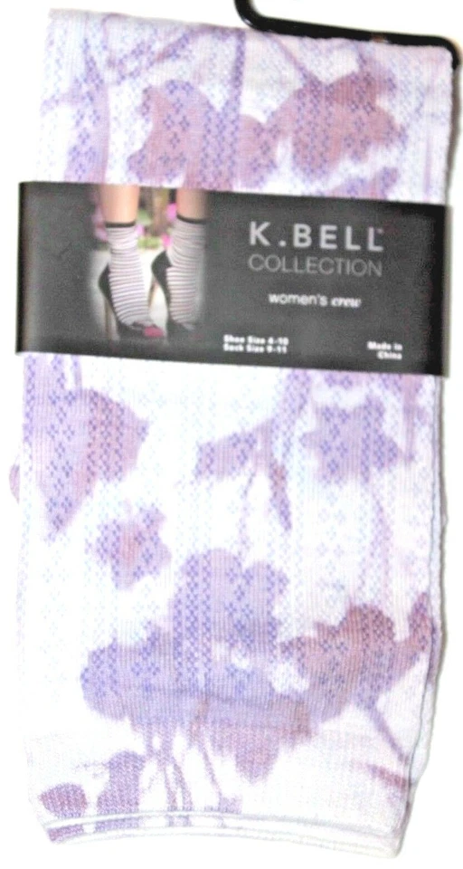 K. Bell Mujer Púrpura Floral Crew Calcetines Zapato Talla 4-10/Calcetín Talla 9-11 Foto 3 de 4