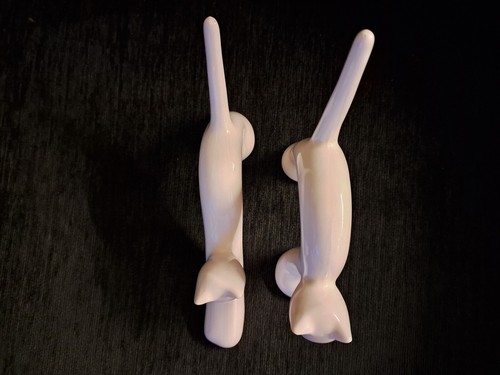 RARO LOTE DE 2 FIGURAS DE GATO GRANDES BLANCAS/BEIGE PORCELANA AÑOS 60 NAAMAN ISRAEL DE COLECCIÓN - Imagen 9 de 11