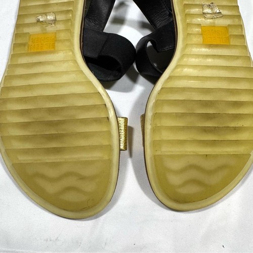 Eileen Fisher Gold Black Leather Flat Slingback Sandals Size 7 - Picture 11 of 12
