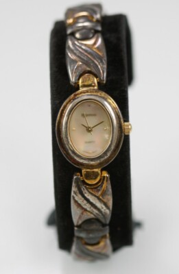 Majestron Watch Women Antiqued Silver Gold Stainless St Battery WR MOP Quartz