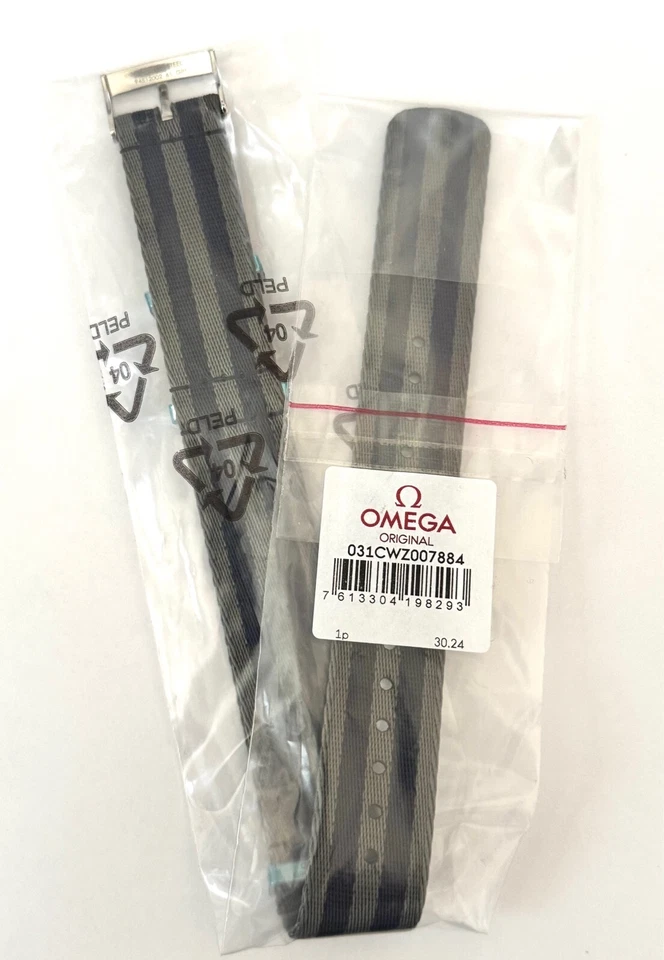 Original Omega 20mm BLUE / GREY / GRAY Nylon Fabric Watch Band Strap - Image 3 of 3