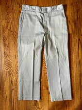 vintage 80s dickies silver straight leg chino made in usa - 36 x 29
