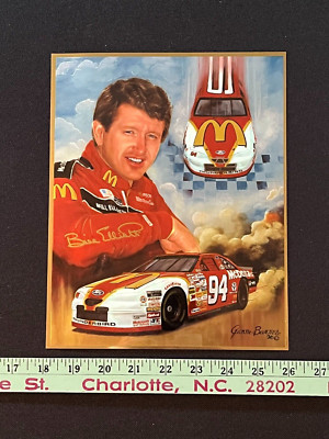 Original NASCAR Artwork Jeanne Barnes 1996 Bill Elliot Chromium Card 8 x 10''