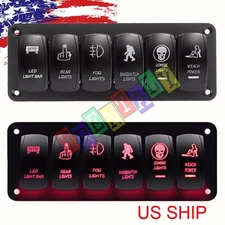 Red Car Marine Boat 6-Gang Waterproof Circuit LED Rocker Switch Panel Breaker