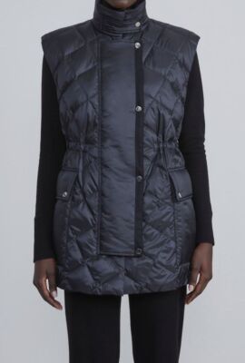 $1298 Lafayette 148 Women Black Quilted Reversible Vest Jacket