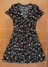 Madewell Black Floral Short Sleeve Button Front Dress size XS 00