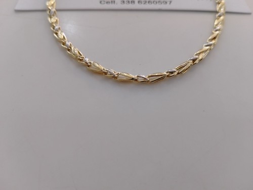 COLLANA ORO 18 KT 750% Bicolore GIALLO E BIANCO Uomo Donna Unisex COLLIER CATENA - 第 2/10 張圖片