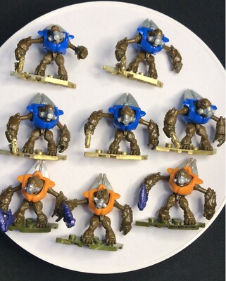 MEGA BLOKS 8 FIGURES HALO 5 Blue Grunt and 3 yellow Grunt 