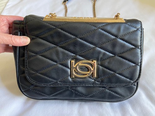 Bebe Los Angeles Padded Black/Gold Chain Shoulder Purse/Handbag see description - Picture 2 of 18