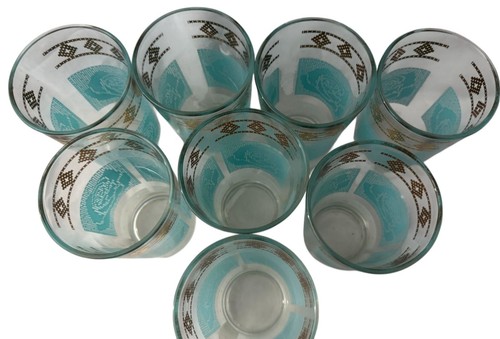 Set of 8 Libby Needlepoint Highball Barware Glasses 10 oz. Rare Find - Picture 2 of 6