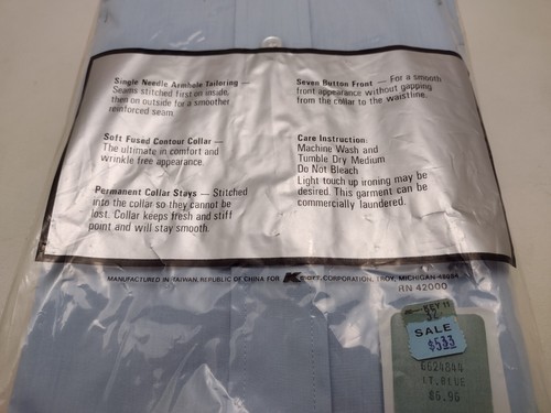 Vintage The Challenger Dress Shirt Short Sleeve Light Blue Men's Size 16 New - Picture 5 of 5