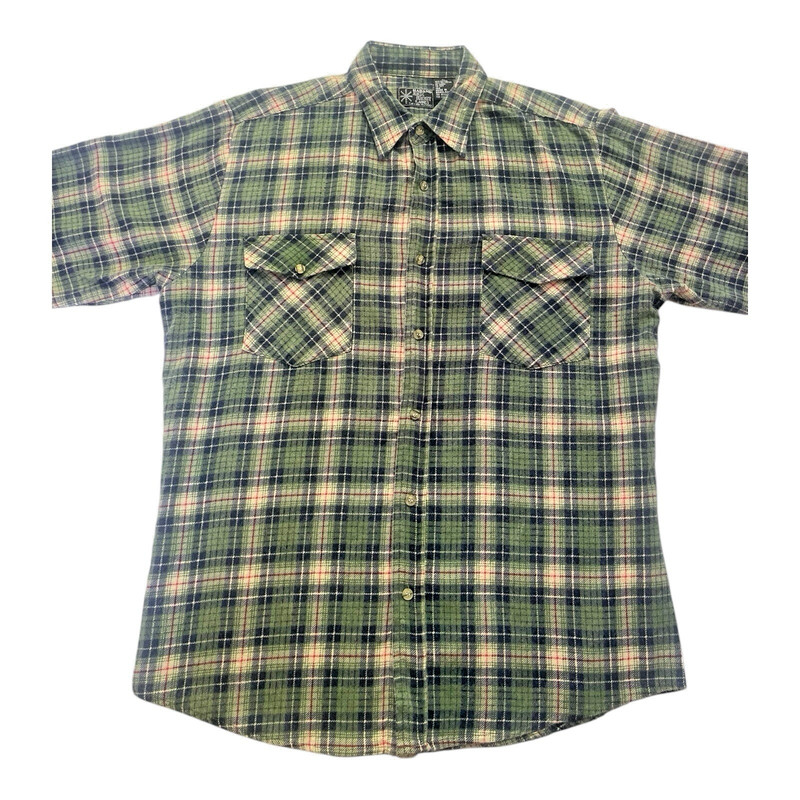 VTG HABAND JACK FROST  Soft Flannel Shirt Medium Grunge Plaid Distressed 90s