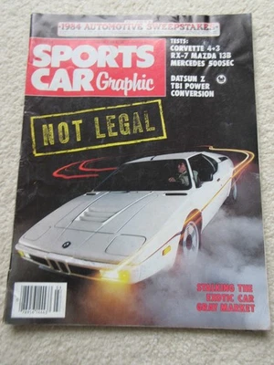 1984 SPORTS CAR GRAPHIC magazine. CORVETTE 4+3.AUDI 4000S.MAZDA RX7. VW Scirocco - Image 1 of 2