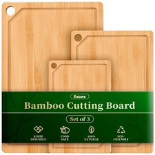 Kitchen Cutting Board Set - 3-Piece Wooden Cutting Boards for Kitchen with Ju...