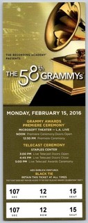 2016 Grammy Awards Music Full Ticket Taylor Swift Win