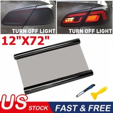 12x72" Smoke Matte Black Tail Light Headlight Tint Vinyl Film Overlay Wrap Sheet
