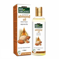 INDUS VALLEY Organic Cold Pressed Sweet Almond Oil 200ml for Hair Skin