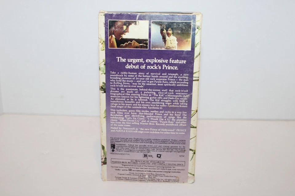 Prince Purple Rain VHS Music VCR Video Tape Used Prince 1984 Warner Slip Foto 3 de 4