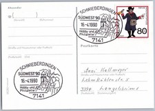 Sonderstempel Schwieberdingen 1990 Hobby & Philatelie Postkarte