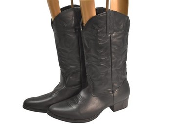 CHUUMEE Cowboy Boots Mens Size 9.5 Black Western Faux Leather Lined Embroidered