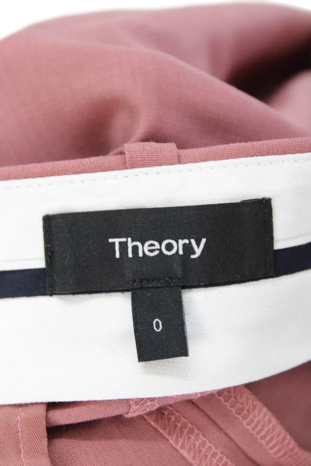 Pantalones de vestir continuos Theory Treeca 2 para mujer color rosa lana talla 0 Foto 4 de 4