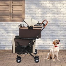 4-wheel Foldable Pet Stroller Adjustable Dog & Cat Stroller For Small&medium Dog