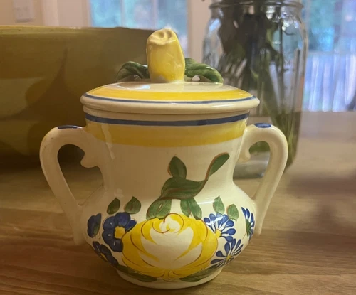 Vintage Red Wing Brittany Sugar Bowl With Lid 4 1/2" Height USA