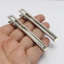 10Pcs Silver Duckbill Hair Clips - 80mm  Hollow Rectangle Metal Blank Hairpins