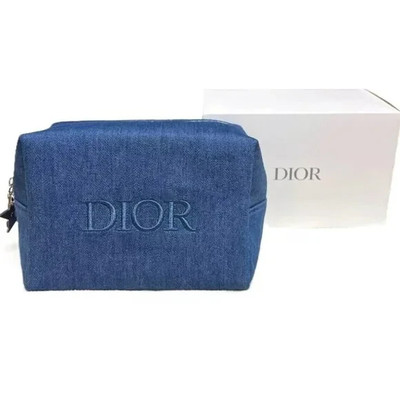 Dior Beauty Denim Blue Clutch Cosmetic Bag Makeup Pouch New In Box