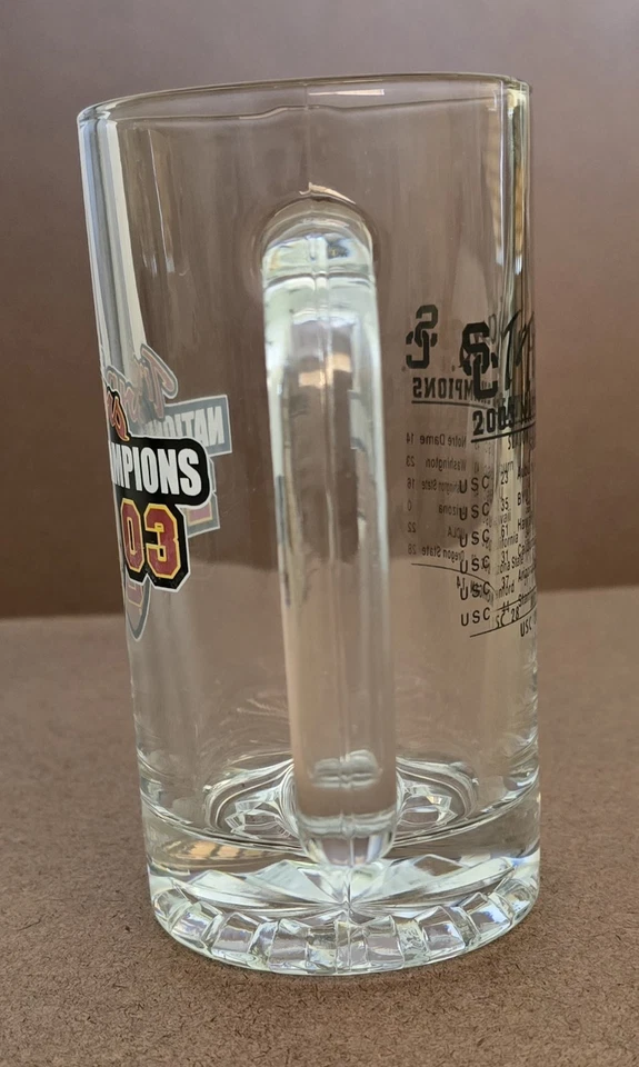USC Trojans 2003 National Football Champions Glass Pint Mug NCAA ** FREE SHIP - Image 3 of 4