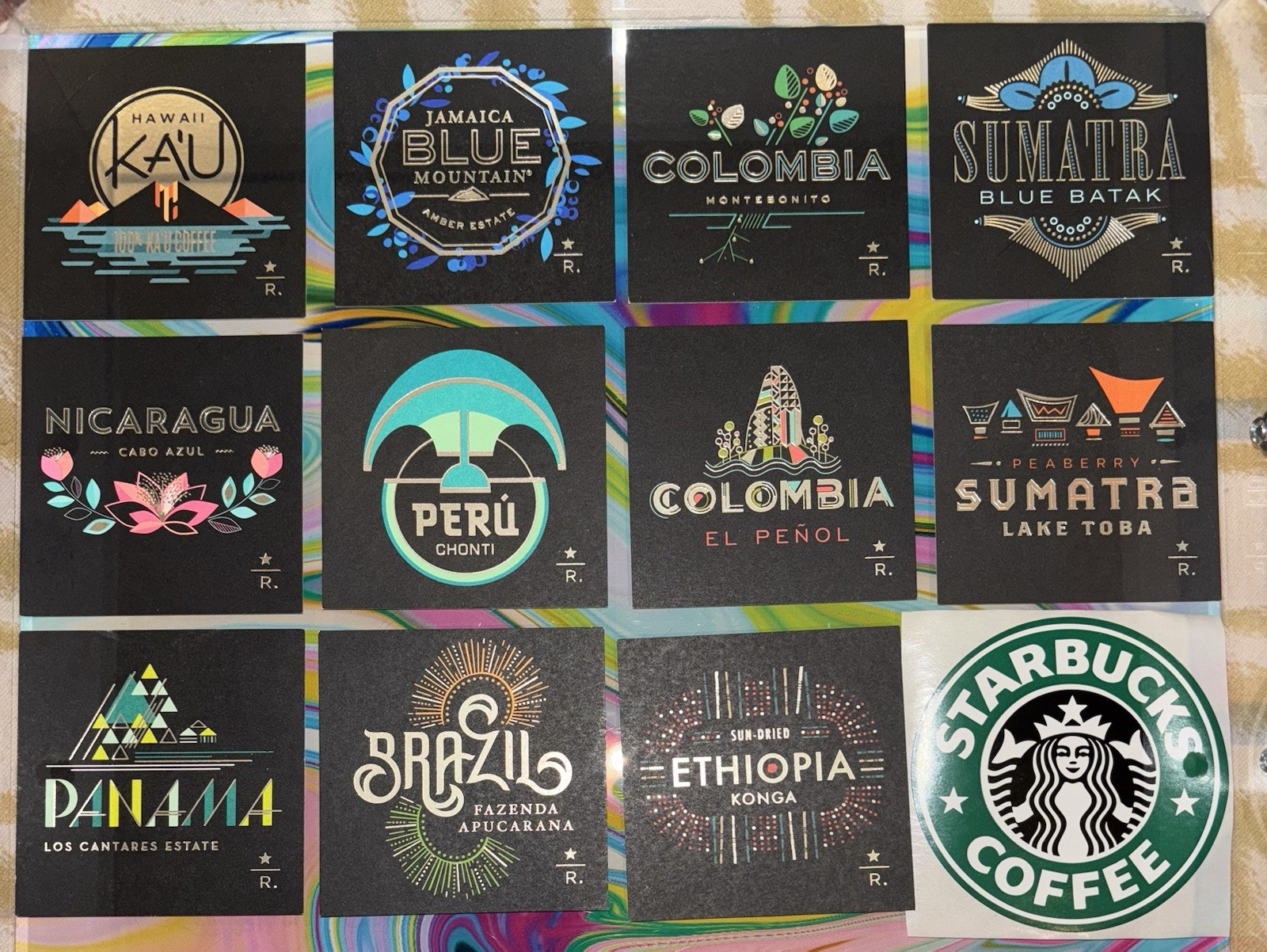 Starbucks Taster Card Lot Jamaica Sumatra Columbia Hawaii Rare Cards 2014