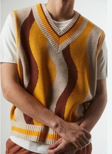 Urban Outfitters Mens Retro Grandpa Core Oversized Sweater Vest Size S/M