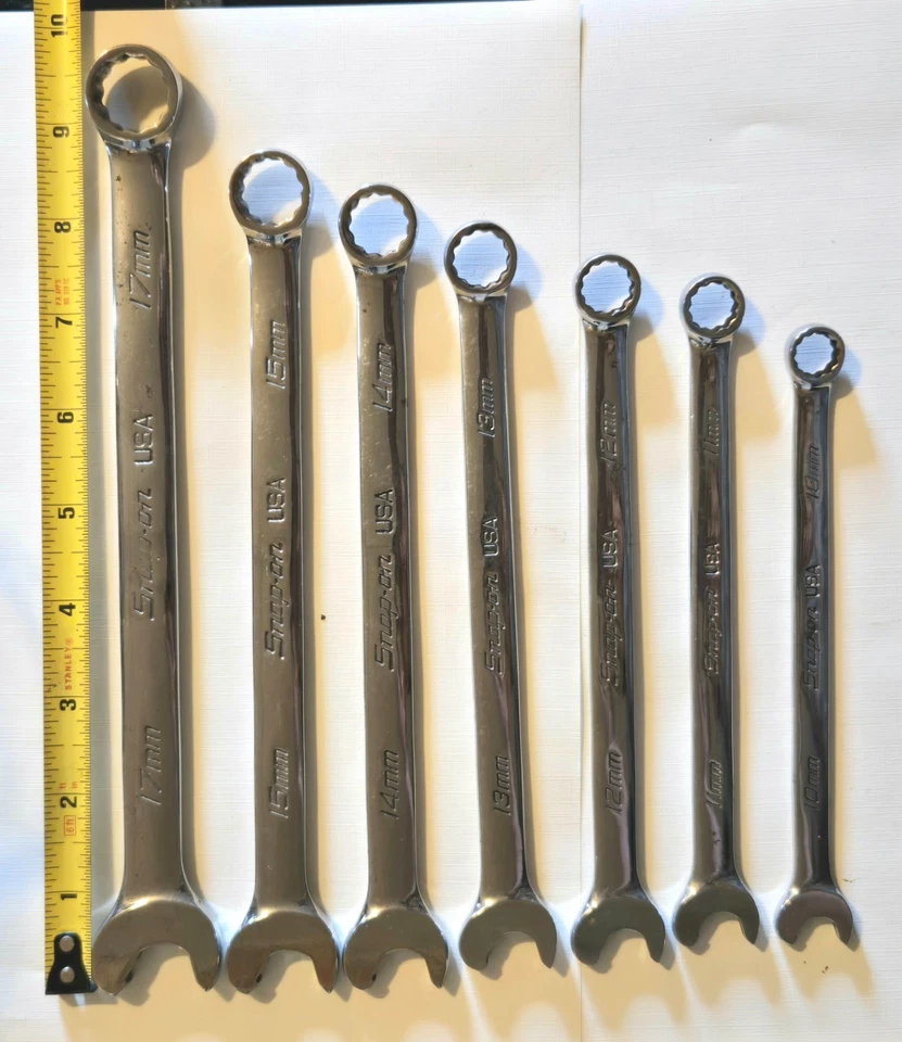 Llave combinada Snap On serie SRXM métrica de 12 puntos de velocidad extremo abierto, usada,... Foto 2 de 4